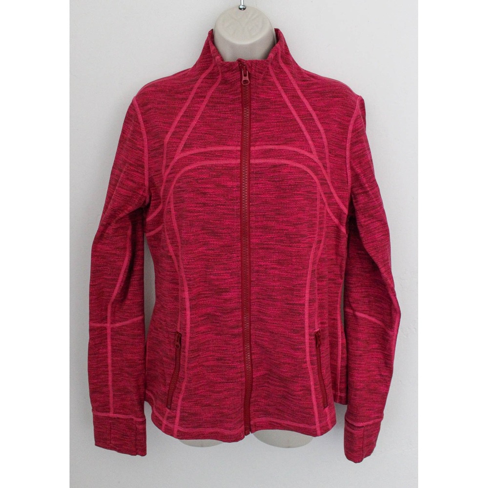 Lululemon Define Jacket Size 12 Pink Space Dye‎ Full Zip Thumbholes Original